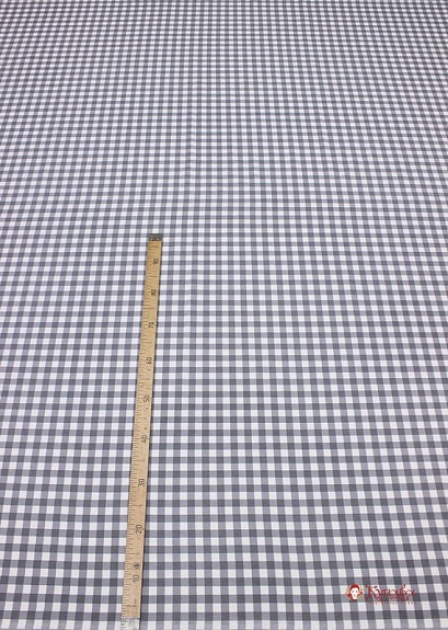 Поплин "Клетка" цв.серый, ш.2.2м, хлопок-100%, 110гр/м.кв