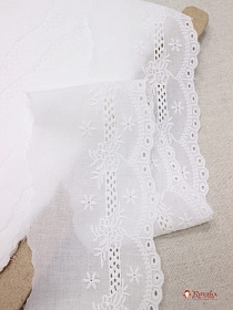 Шитье цв.молочно-белый (общая ширина 90мм, ширина вышивки 58мм), хлопок-100%, батист