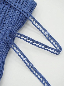 Кружево цв.джинсовый с фиолетовым оттенком, ш.08мм, хлопок-90%, п/э-10%, 10м