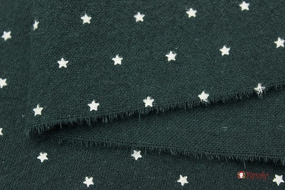Теплый хлопок "Мелкие звезды на т.пихтово-зеленом", ш.1.48м, хлопок-100%, 160гр/м.кв