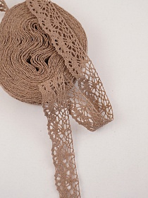 Кружево цв.песочно-коричневый, ш.25мм, хлопок-90%, п/э-10%, 10м., рис.044/9