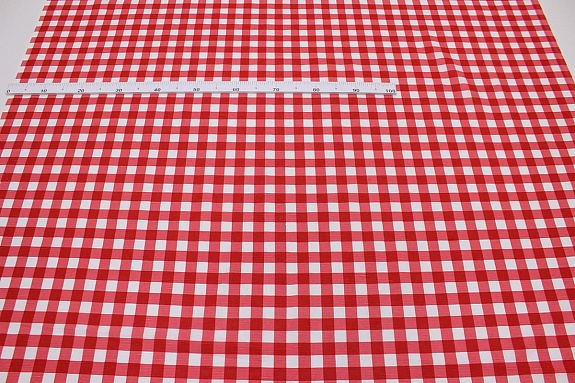 Полулен "Красная клетка на белом", СОРТ2, ш.1.5м, лен-30%, хлопок-70%, 140гр/м.кв