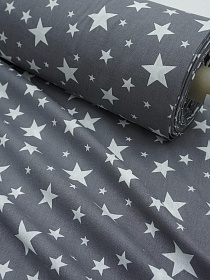 Бязь "Звездное монако" цв.графитово-серый, ш.2.2м, хлопок-100%, 110гр/м.кв