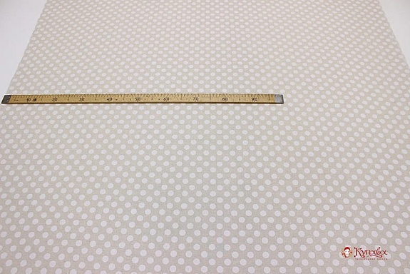 Полулен "Крупный белый горох на суровом", ш.1.5м, лен-30%, хлопок-70%, 140гр/м.кв