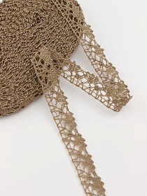 Кружево цв.песочно-коричневый, ш.15мм, хлопок-90%, п/э-10%, 10м, рис.016/9