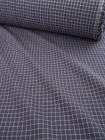Вареный (стираный) хлопок "Белая клетка (0,8*0,8см) на темном гранитно-сером", ш.2.5м, хл-100%