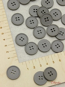 Пуговица пластмасса, цв.графит, 20мм, 4 отверстия