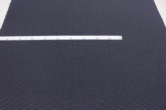 Штапель "Белый горох (3мм)" цв.чернильно-черный, ш.1.41м, вискоза-100%, 90гр/м.кв 