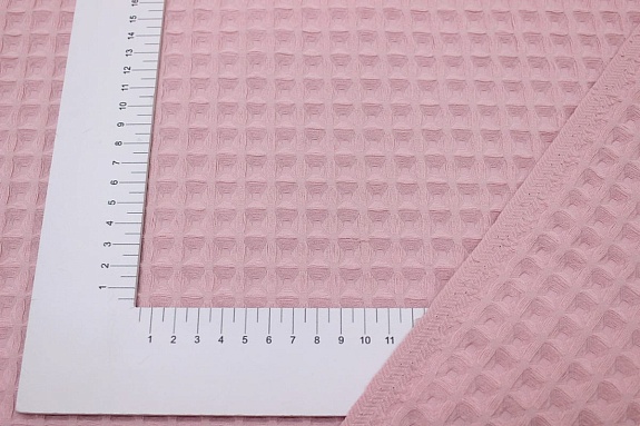Вафельное премиум-полотно "Бохо" цв.св.пыльная роза-2, ш.1.75м, хлопок-100%, 230гр/м.кв