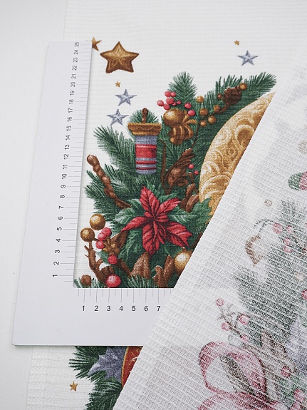 Вафельное полотно (холст) "Новогодняя удача", ш.0.5м, хлопок-100%, 165гр/м.кв, раппорт 63см