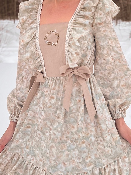 Платье из хлопка персик "Акварельная мечта"