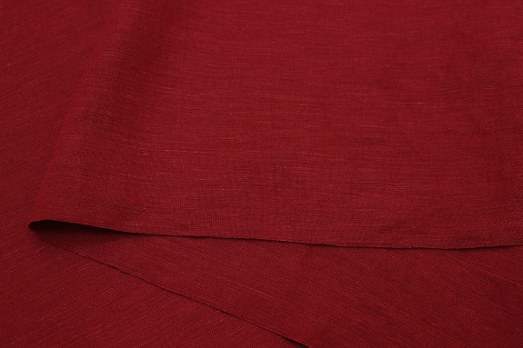 Лен с вискозой с эффектом мятости цв.Т.красный с терракотовым оттенком, ш.1.4м, лен-53%, вискоза-47%