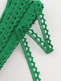 Кружево цв.изумрудно-зеленый, ш.10мм, хлопок-90%, п/э-10%, 10м, рис.075/31