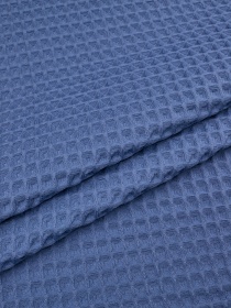 Вафельное премиум-полотно "Бохо" цв.винтажный джинсовый, ш.1.5м, хлопок-100%, 240гр/м.кв