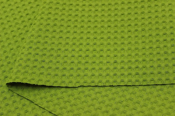 Вафельное премиум-полотно "Italy" цв.Насыщенный зелено-оливковый, ш.1.5м,  хлопок-100%, 240гр/м.кв 
