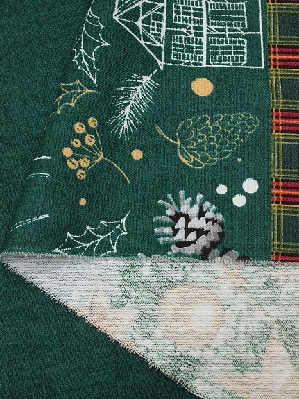 Рогожка Премиум "Изумрудная сказка-гирлянда", (комп), ш.1.5м, хлопок-100%, 200гр/м.кв