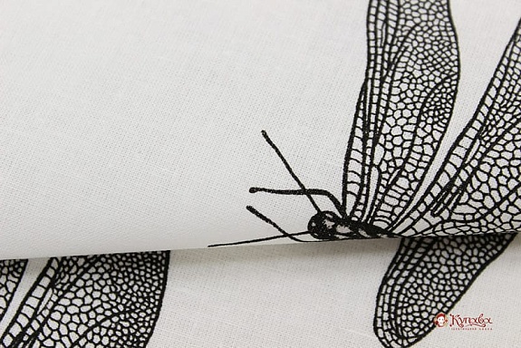 Поплин "Стрекоза на белом", ш.2.2м, хлопок-100%, 115гр/м.кв