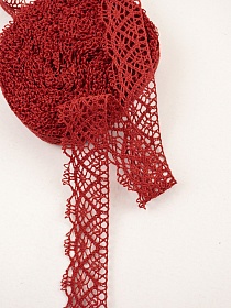 Кружево цв.т.красно-бордовый, ш.30мм, хлопок-90%, п/э-10%, 10м, рис.024/17