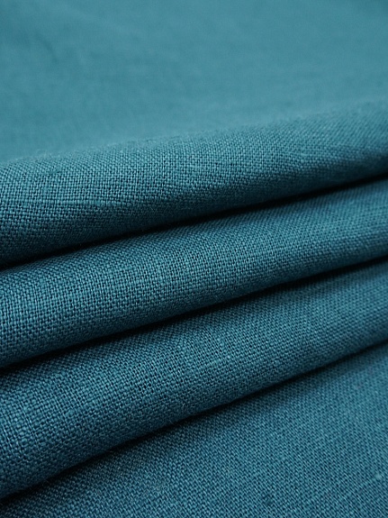 Лен костюмный с эффектом мятости цв.Морская волна, ш.1.5м, лен-100%, 190гр/м.кв