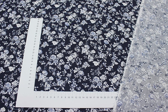 Импорт. хлопок "Летняя мелодия" цв.чернильно-синий, ш.1.45, хлопок-100%, 100гр/м.кв
