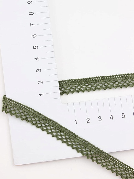 Кружево цв.темный хаки, ш.10мм, хлопок-90%, п/э-10%, 10м, рис.129/32