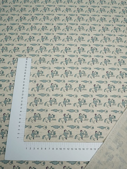 Полулен "Всадники" (на суровом),  ш.1.5м, лен-30%, хлопок-70%, 147гр/м.кв