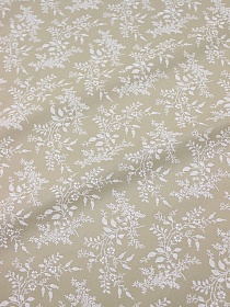 Вискоза с хлопком "Веточки барбариса" цв.бежево-оливковый, ВИД2, ш.1.44м, хл-70%, вискоза-30%