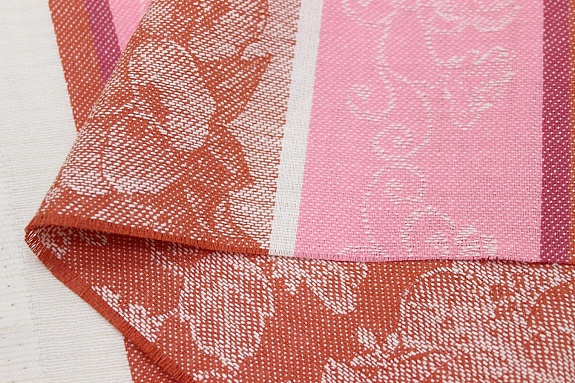 Холст полотенечный жаккард "Нежная фиалка" цв.кирпично-терракотовый, ш.0.5м, лен-30%, хл-70%