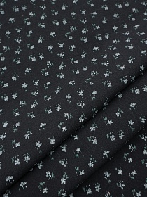 Теплый хлопок "Цветочки - мотылечки" цв.черный, ш.1.5м, хлопок-100%, 160гр/м.кв