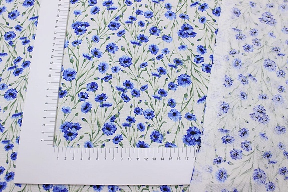 Полулен "Душистые васильки", ш.1.5м, хлопок-70%, лен-30%, 140гр/м.кв