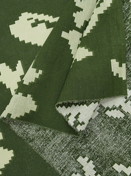 Бязь "Камуфляж - березка" цв.хаки/св.салатовый, ГОСТ,  ш.1.5м, хлопок-100 %, 125гр/м.кв