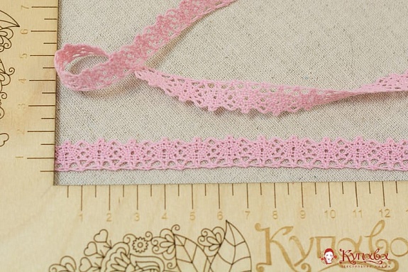 Кружево цв.розовый, ш.12мм, хлопок-90%, п/э-10%#009606