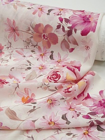 Штапель Премиум Цифр.печать "Вдохновение лета" цв.ванильно-персиковый, ш.1.45м, вискоза-100%