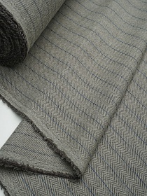 Шерсть костюмная "Елочка-полоска" цв.серо-бежевый с зеленым оттенком,  ш.1.55м, шерсть-65%, п/э-35%