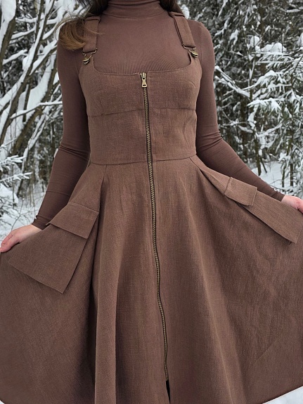 Сарафан из крапивы в кофейно-сером цвете