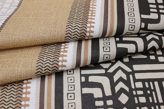 Полулен "Сахара - орнамент" цв.бордо, (на суровом), СОРТ2, ш.1.5м, лен-30%, хлопок-70%, 140гр/м.кв