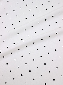Мерный лоскут (ткань в отрезах) Штапель "Ассорти черного гороха" цв.белый, ш.1.45м, вискоза-100%, 90гр/м.кв