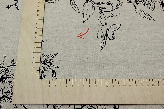 Мерный лоскут - Полулен "Шведская роза на суровом", СОРТ2, ш.1.5м, лен-30%, хлопок-70%, 147гр/м.кв