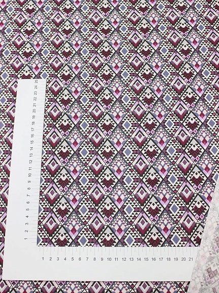 Бязь "Этно - мозаика" цв.сливовый, ш.1.5м, хлопок-100%, 120гр/м.кв