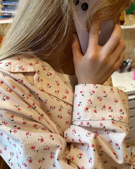 Пижама из теплого хлопка "Цветочки-мотылечки"
