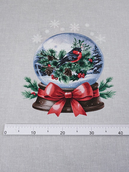 Рогожка "Снегири на ветке", ш.1.5м, хлопок-100%, 160гр/м.кв, раппорт 63см