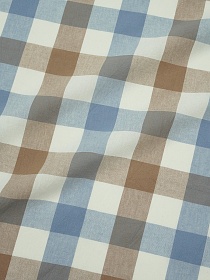 Вареный (стираный) хлопок "Клетка (3.0*3.0см)" цв.джинсово-голубой/нуга, ш.2.5м, хл-100%, 115гр/м.кв
