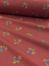 Перкаль "Романтика лепестков" цв.бордовый, ГОСТ, ш.1.5м, хлопок-100%, 120гр/м.кв