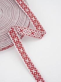 Жак.лента 18мм Красные крестики на белом