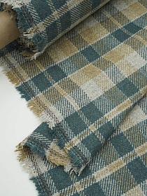 Шерсть пальтово-костюмная Твид "Клетка" цв.морская волна, ш.1.45м, шерсть-50%, п/э-50%, 390гр/м.кв