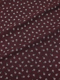 Плательный хлопок "Мелкие ромашки на темно-вишнево меланже", ш.1.5м, хл-80%, п/э-20%, 150гр/м.кв