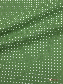 Перкаль "Мелкий белый горох на зеленом", ш.2.2м, хлопок-100%, 120гр/м.кв