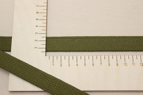 Лента ременная цв.зеленый хаки, ш.20мм, хлопок-100%#030276