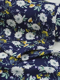 Штапель "Летняя пора" цв.темно-синий, ш.1.42м, вискоза-100%, 100гр/м.кв