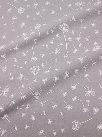 Теплый хлопок "Одуванчиковый ветер на св.сером с лиловым оттенком", ш.1.5м, хлопок-100%#037013
